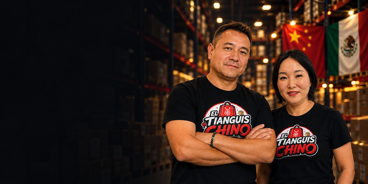 El equipo de El Tianguis Chino en una bodega de productos importados